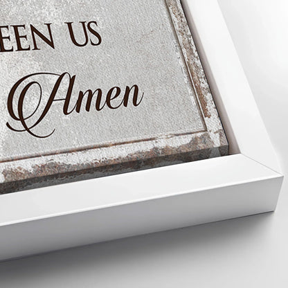 Save 33% When You Add A Frame To Your 60x30 Bless Our Food, Family, And Love Sign Canvas Now