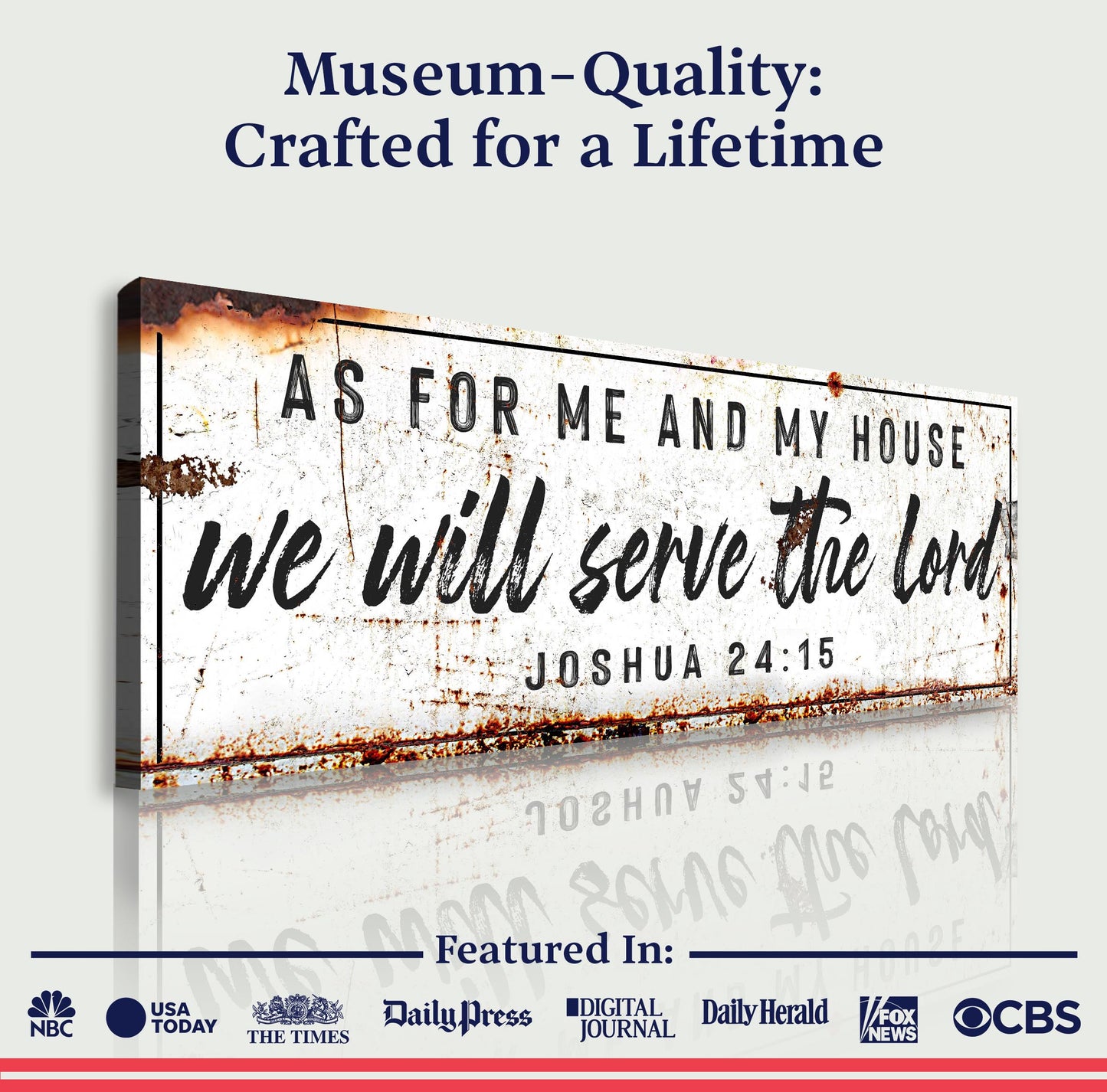 Joshua 24:15 - We Will Serve The Lord Rustic Sign