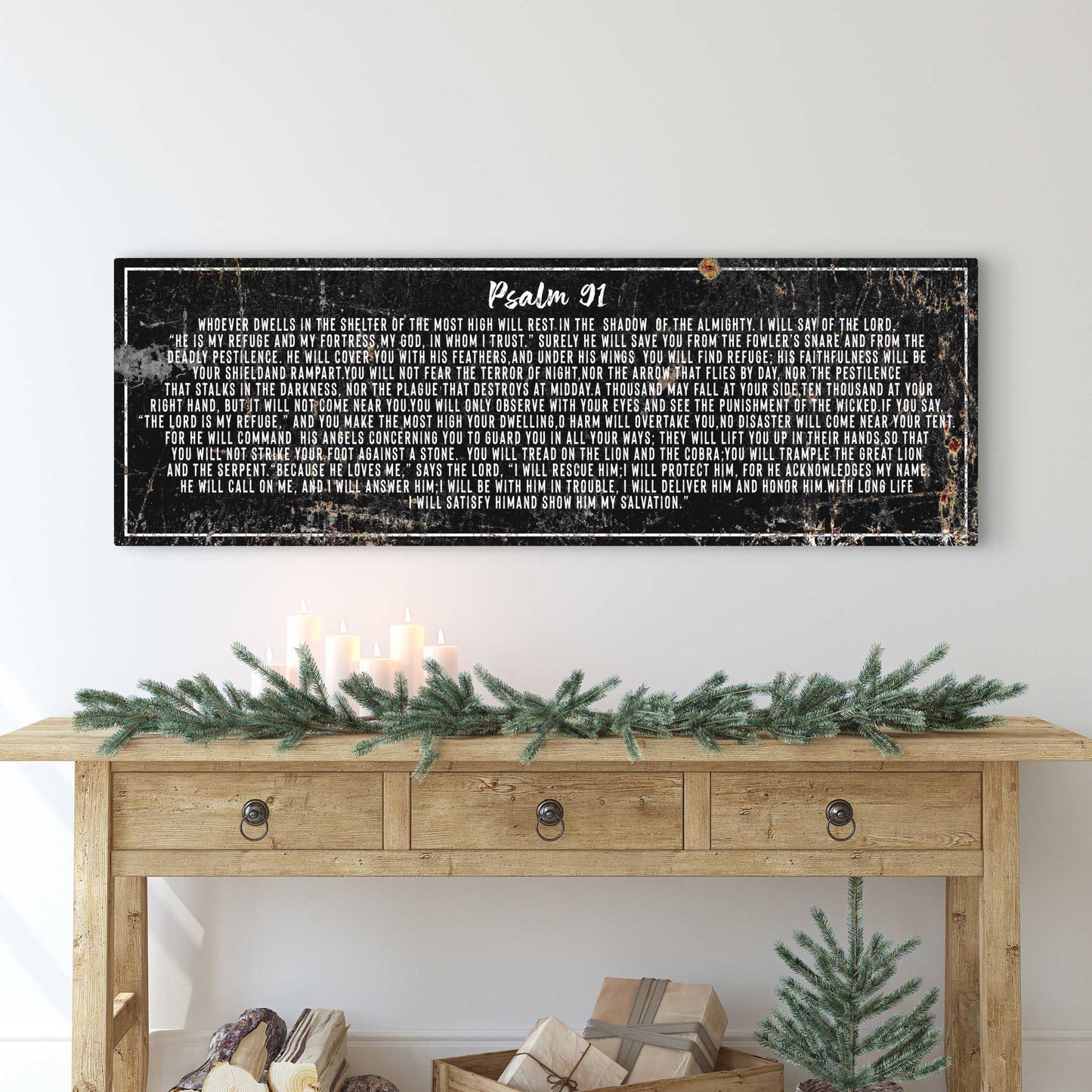 Psalm 91: 'He Is My Refuge' Sign - Inspirational Christian Wall Art for living room, religious decor
