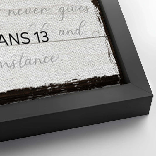 Save 33% When You Add A Frame To Your 48x24 1 Corinthians 13 - Love Sign Canvas Now