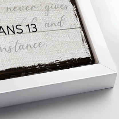 Save 33% When You Add A Frame To Your 48x24 1 Corinthians 13 - Love Sign Canvas Now