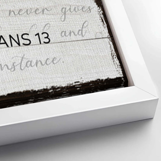 Save 33% When You Add A Frame To Your 48x24 1 Corinthians 13 - Love Sign Canvas Now