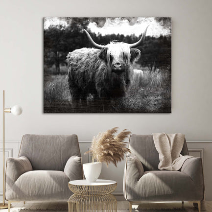 Highland Cattle Monochrome - Image by Tailored Canvases