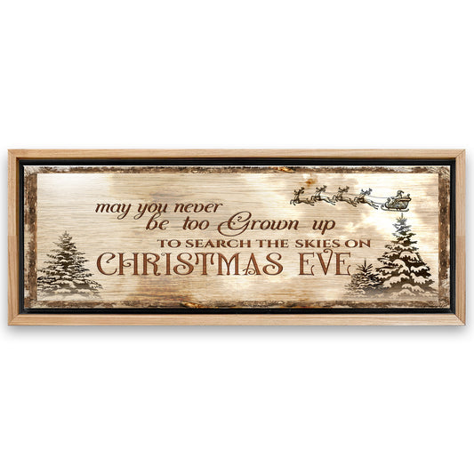 Save 33% When You Add A Frame To Your 20x10 Christmas Eve Farmhouse Sign Canvas Now