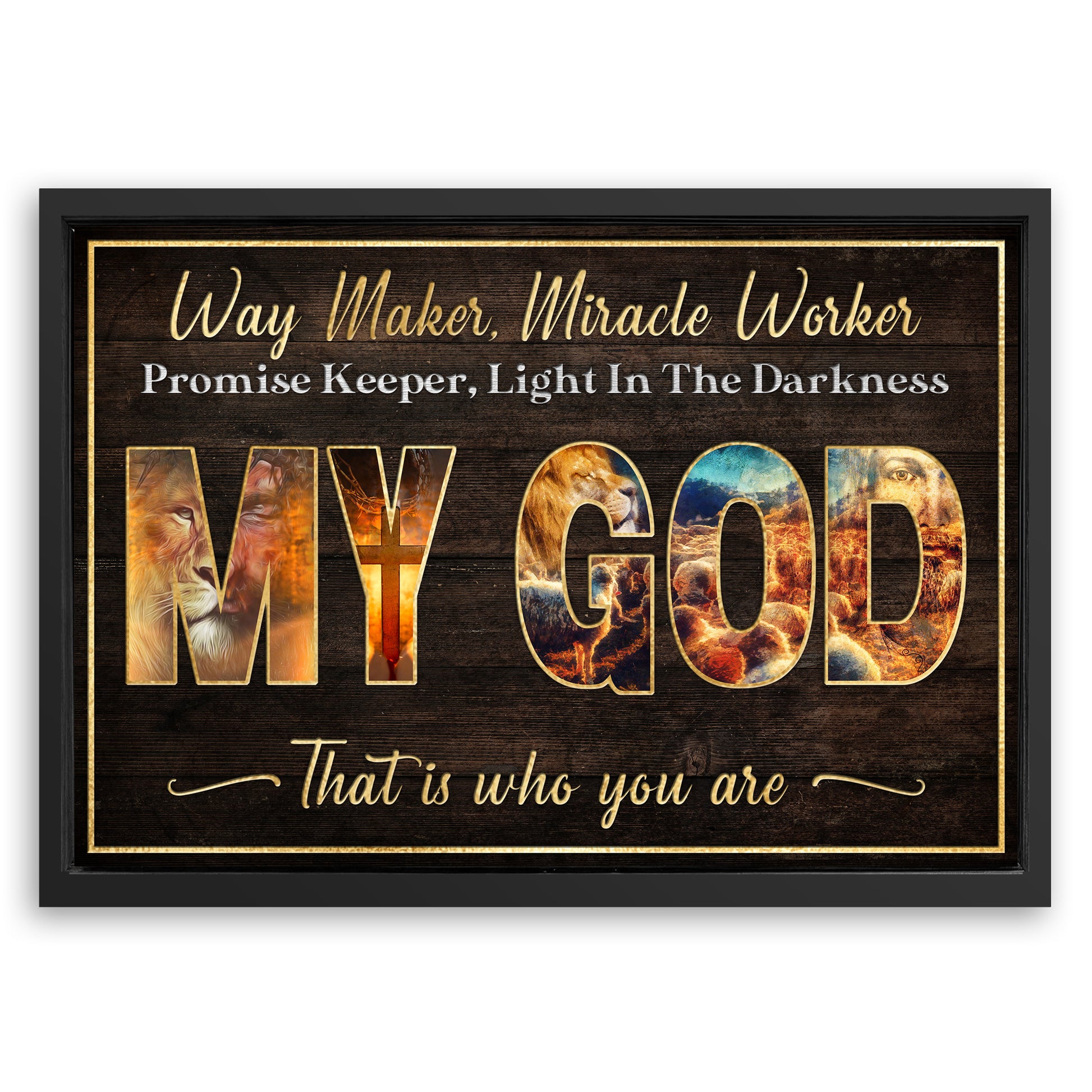 Save 33% When You Add A Frame To Your 36x24 My God Way Maker Miracle Worker Sign Canvas Now