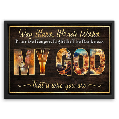 Save 33% When You Add A Frame To Your 36x24 My God Way Maker Miracle Worker Sign Canvas Now