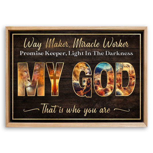 Save 33% When You Add A Frame To Your 36x24 My God Way Maker Miracle Worker Sign Canvas Now