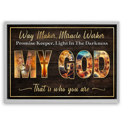 Save 33% When You Add A Frame To Your 36x24 My God Way Maker Miracle Worker Sign Canvas Now