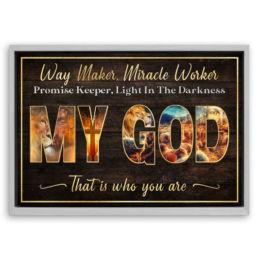 Save 33% When You Add A Frame To Your 36x24 My God Way Maker Miracle Worker Sign Canvas Now