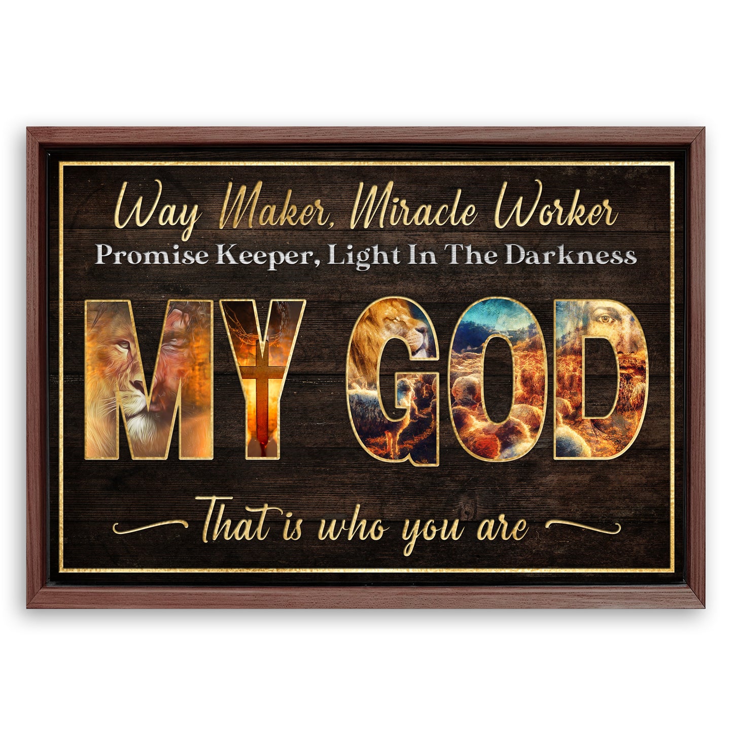 Save 33% When You Add A Frame To Your 36x24 My God Way Maker Miracle Worker Sign Canvas Now
