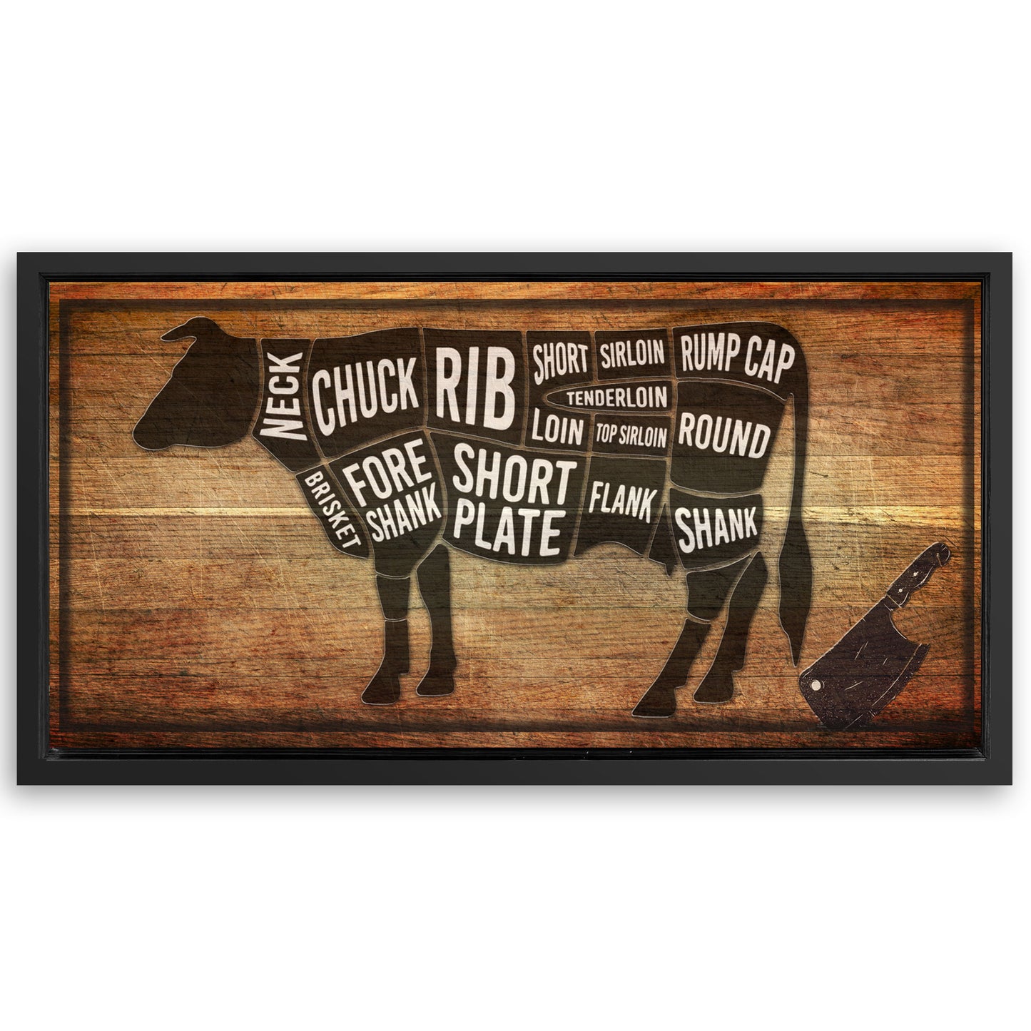 Save 33% When You Add A Frame To Your 60x30 Cow Butcher Kitchen Sign II Canvas Now