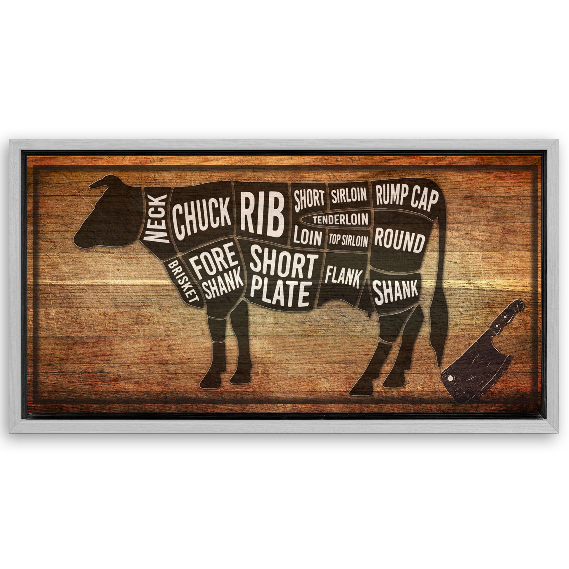 Save 33% When You Add A Frame To Your 48x24 Cow Butcher Kitchen Sign II Canvas Now