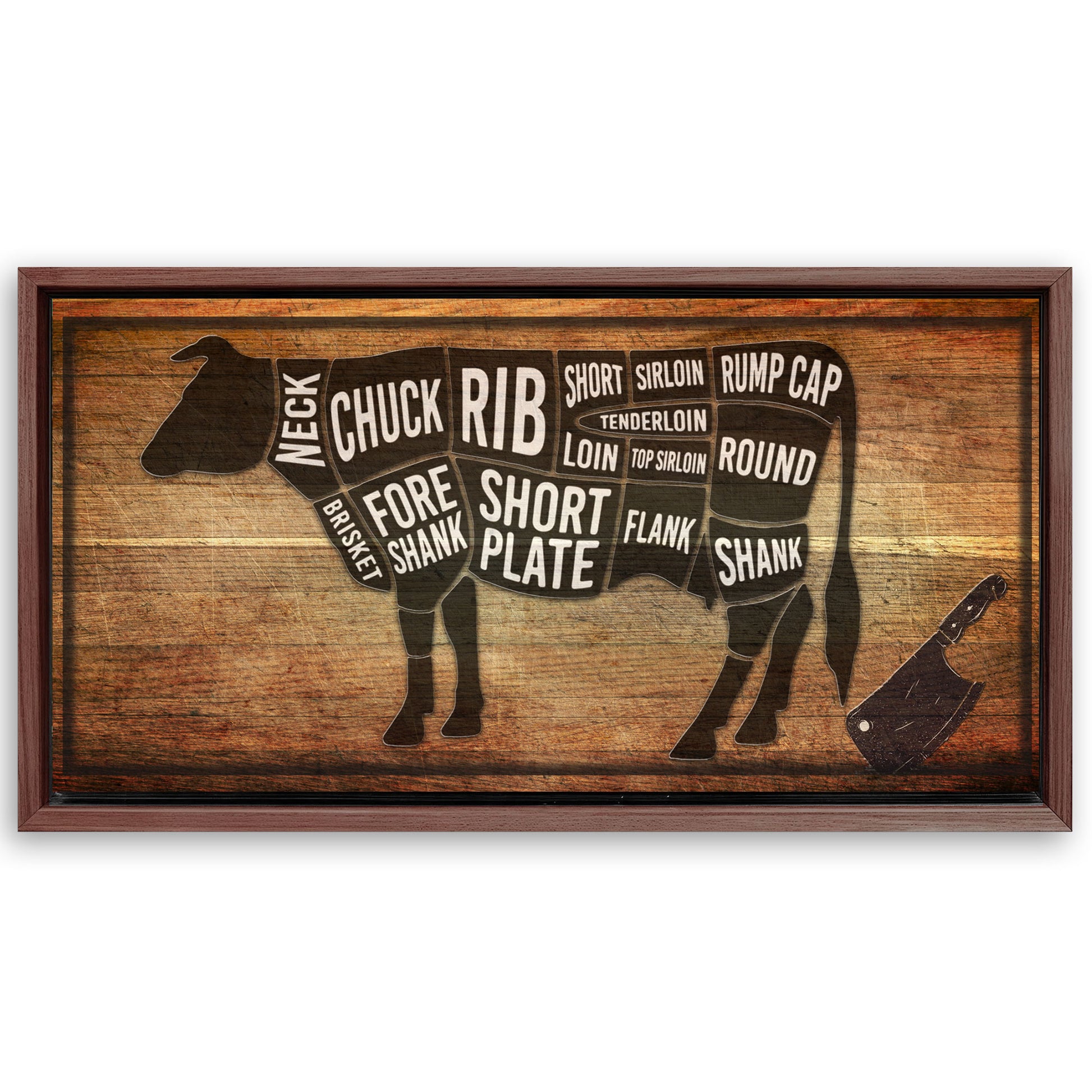 Save 33% When You Add A Frame To Your 60x30 Cow Butcher Kitchen Sign II Canvas Now
