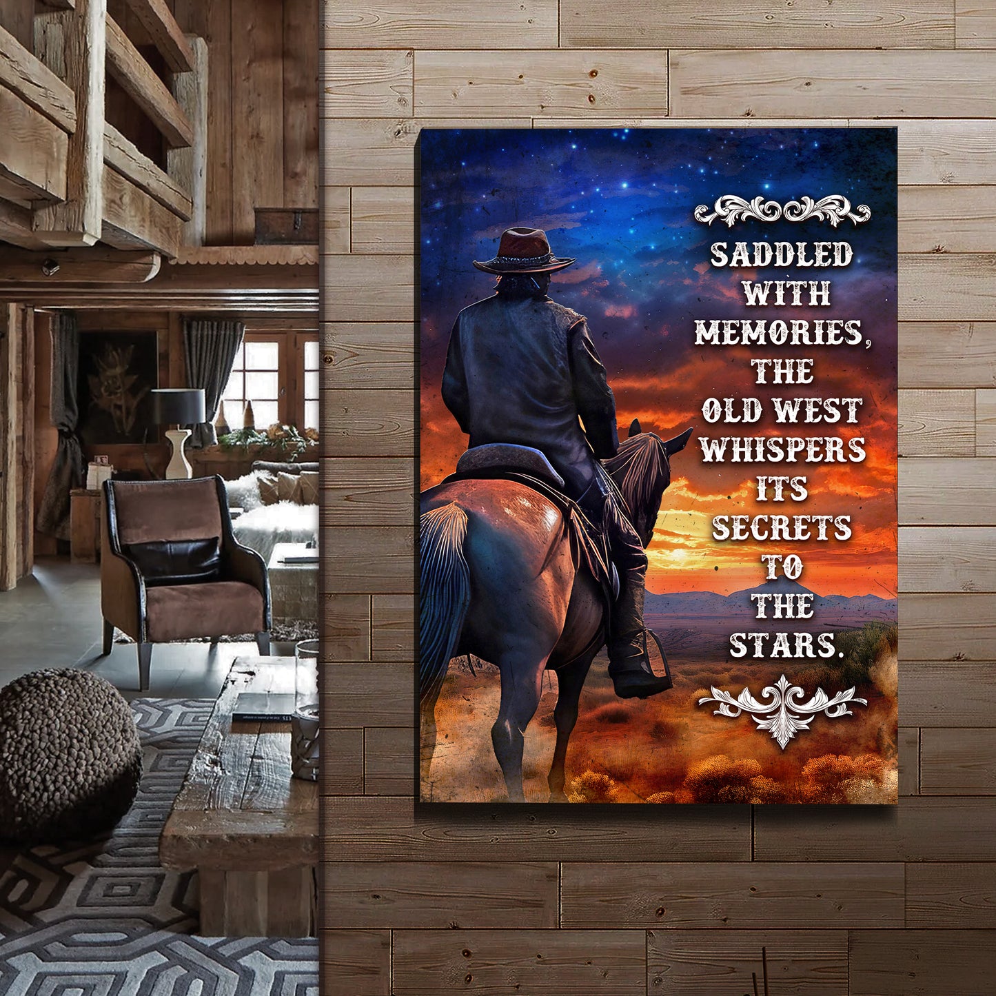 Saddled With Memories The Old West Sign Style 2 - Image by Tailored Canvases