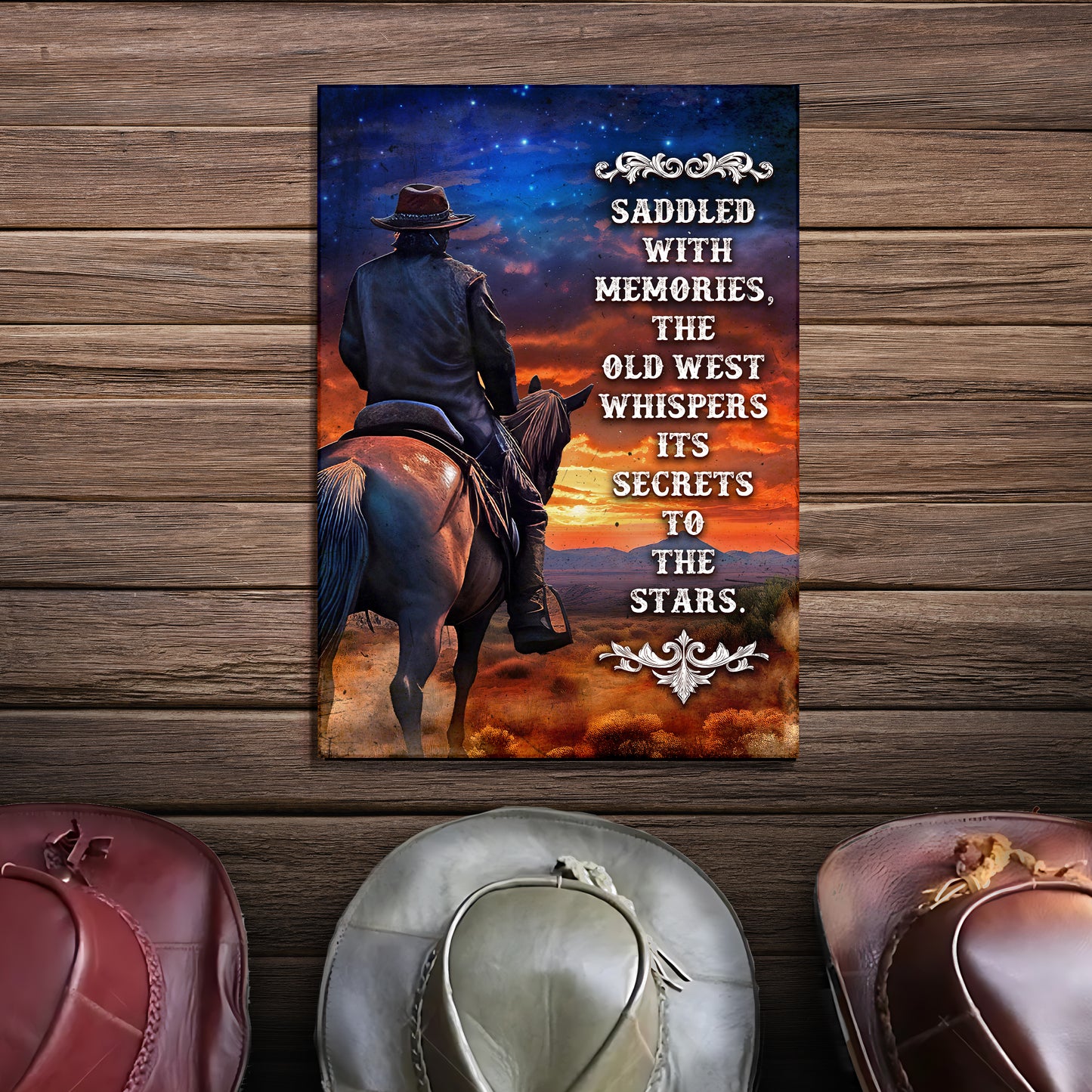 Saddled With Memories The Old West Sign Style 1 - Image by Tailored Canvases