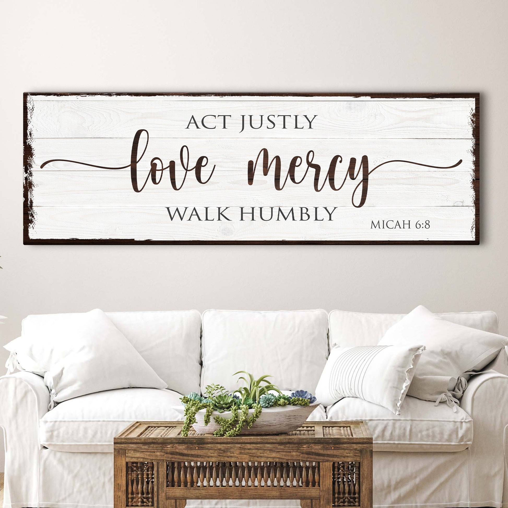 Act Justly Love Mercy Walk Humbly Faith Sign II - Image by Tailored Canvases