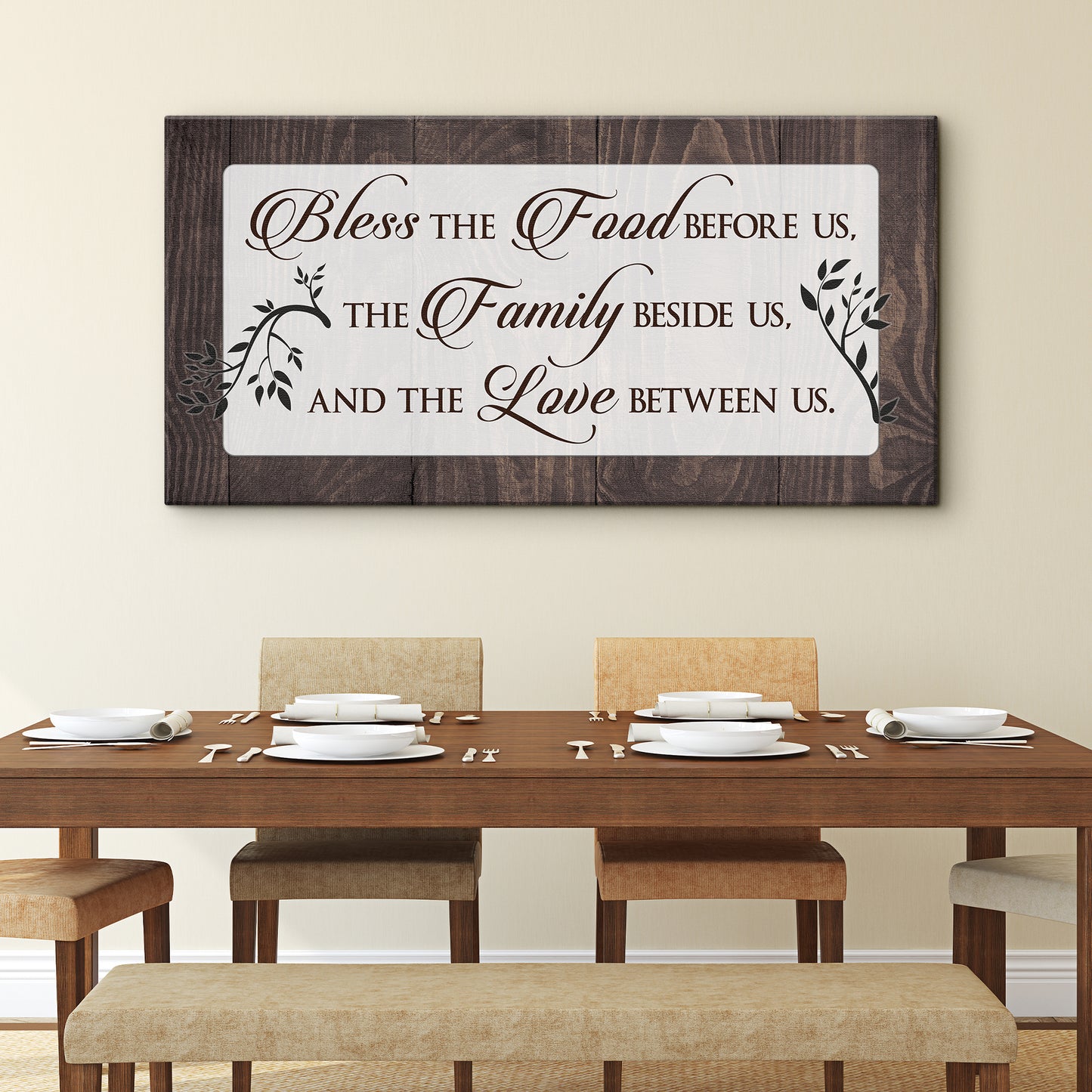 Bless The Food Before Us And The Love Between Us Sign IV - Image by Tailored Canvases