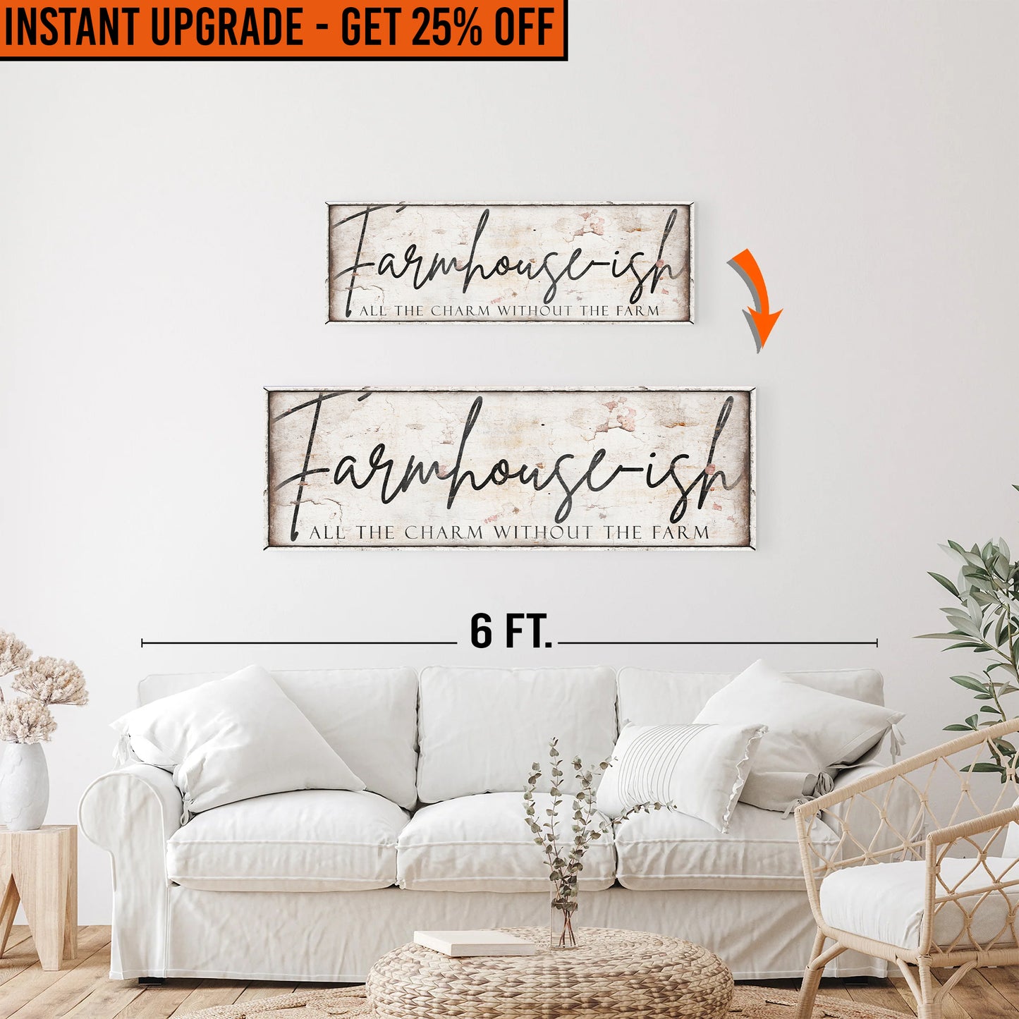 Upgrade Your 36x12 Inches 'Farmhouse-ish Sign IV' To 48x16 Inches Canvas