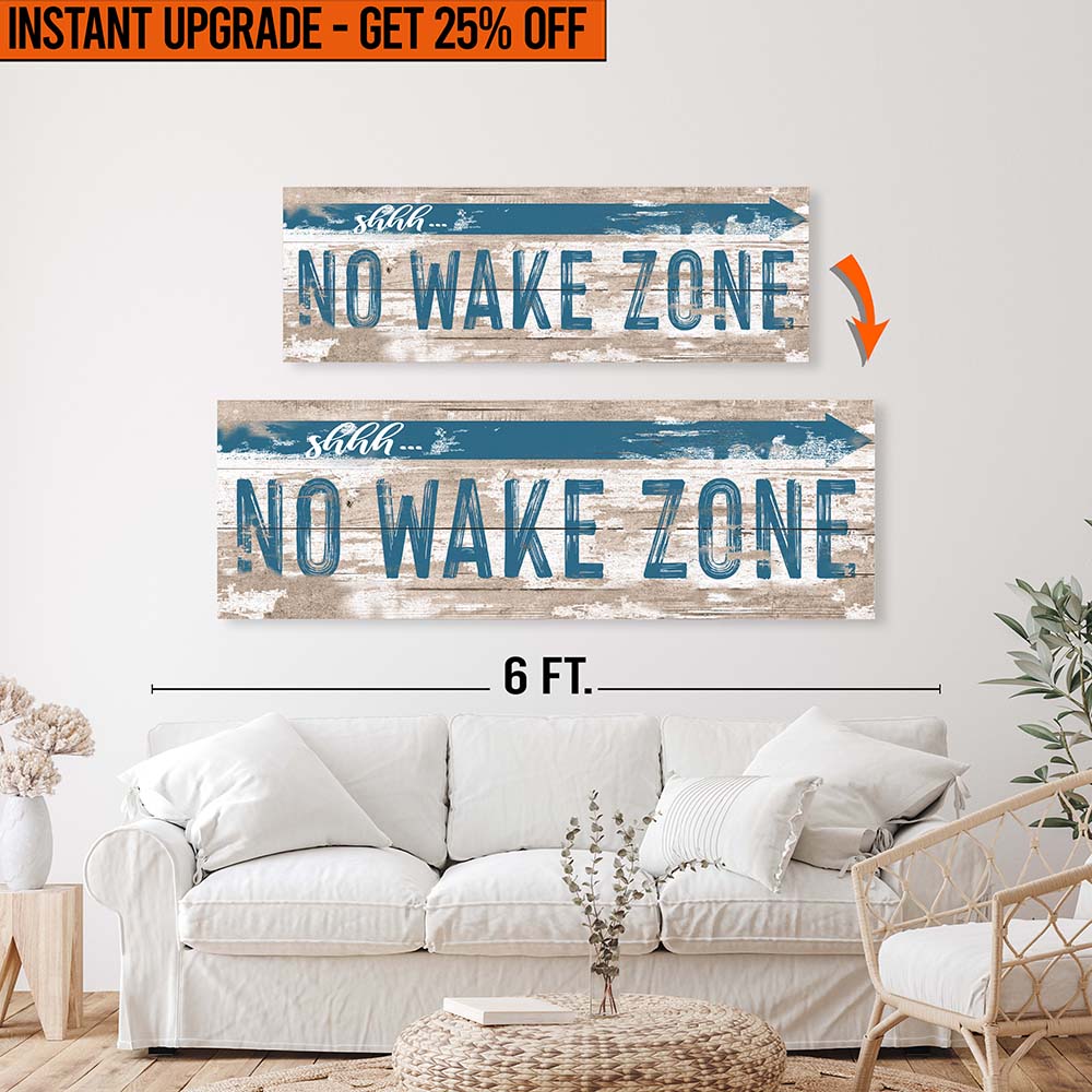 Upgrade Your 48x16 Inches Canvas 'No Wake Zone Sign XIV To 60x20 Inches Canvas