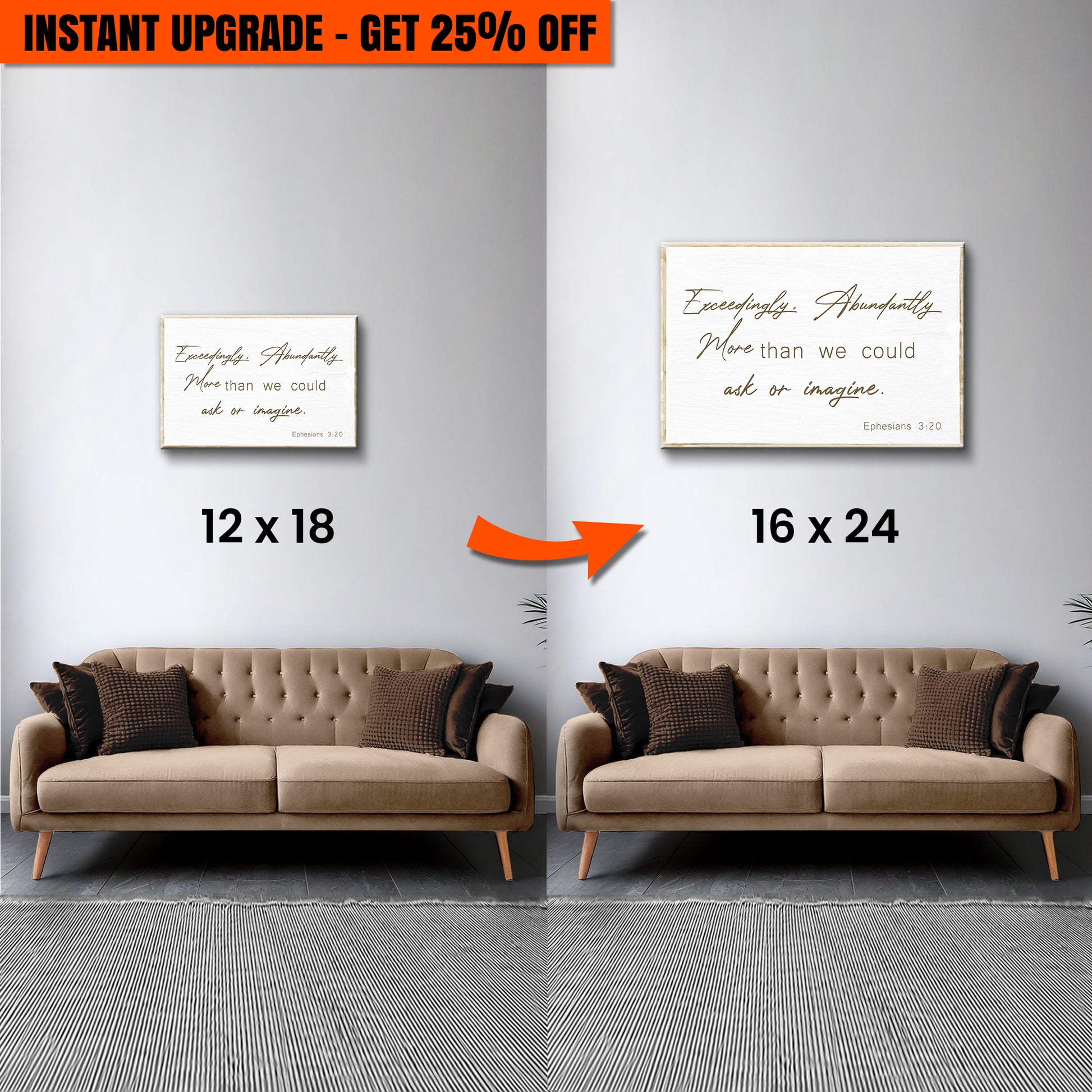 Upgrade Your 18x12 Inches 'Ephesians 3:20 Farmhouse Faith Sign II' Canvas To 24x16 Inches Canvas