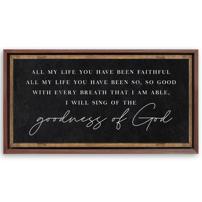 Save 33% When You Add A Frame To Your 48x24 Goodness Of God Faith Sign Canvas Now