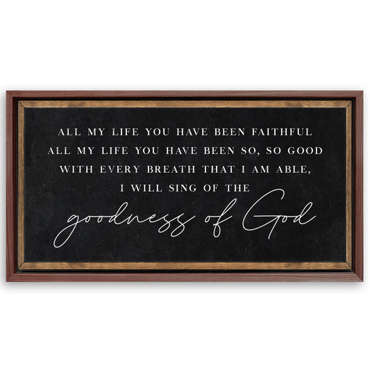 Save 33% When You Add A Frame To Your 48x24 Goodness Of God Faith Sign Canvas Now