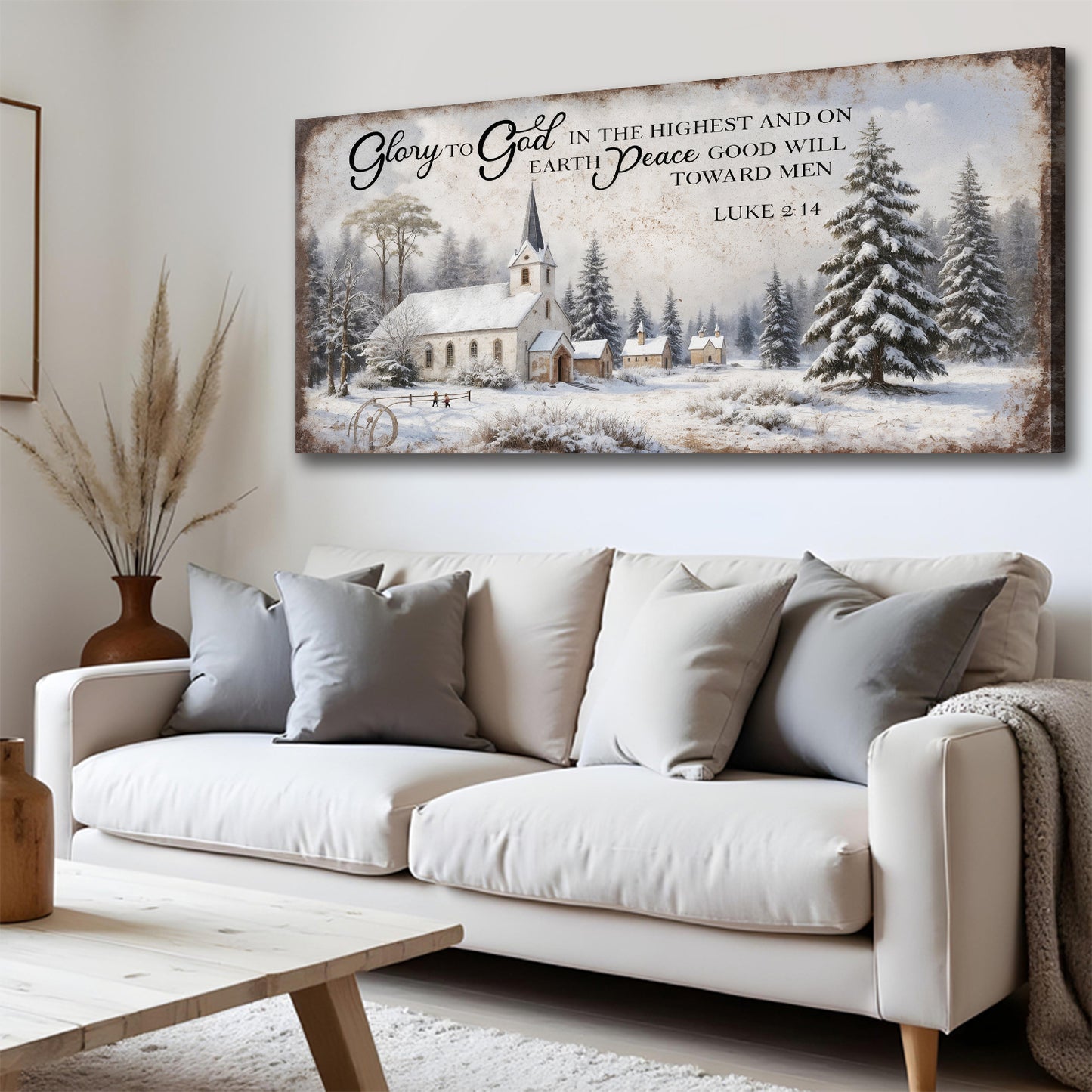 Rustic Holiday Luke 2:14 Wall Sign