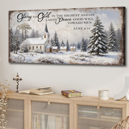 Rustic Holiday Luke 2:14 Wall Sign
