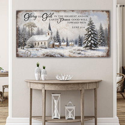 Rustic Holiday Luke 2:14 Wall Sign