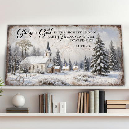 Rustic Holiday Luke 2:14 Wall Sign