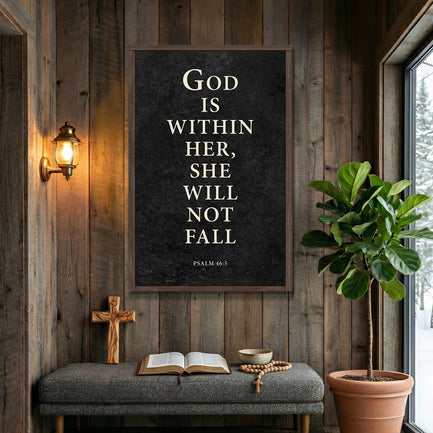 God Is Within Her She Will Not Fall Psalm 46:5 Faith Sign VIII
