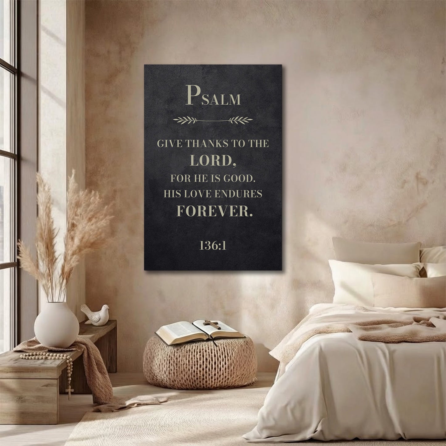 Give Thanks - Psalm 136:1 Wall Sign