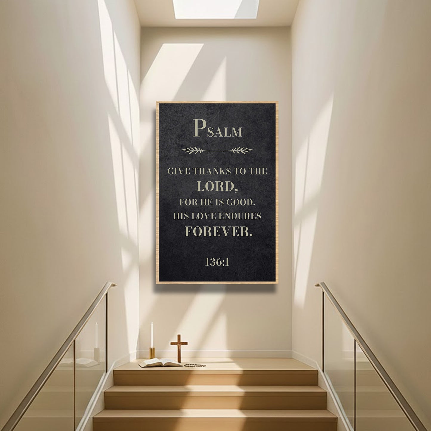 Give Thanks - Psalm 136:1 Wall Sign