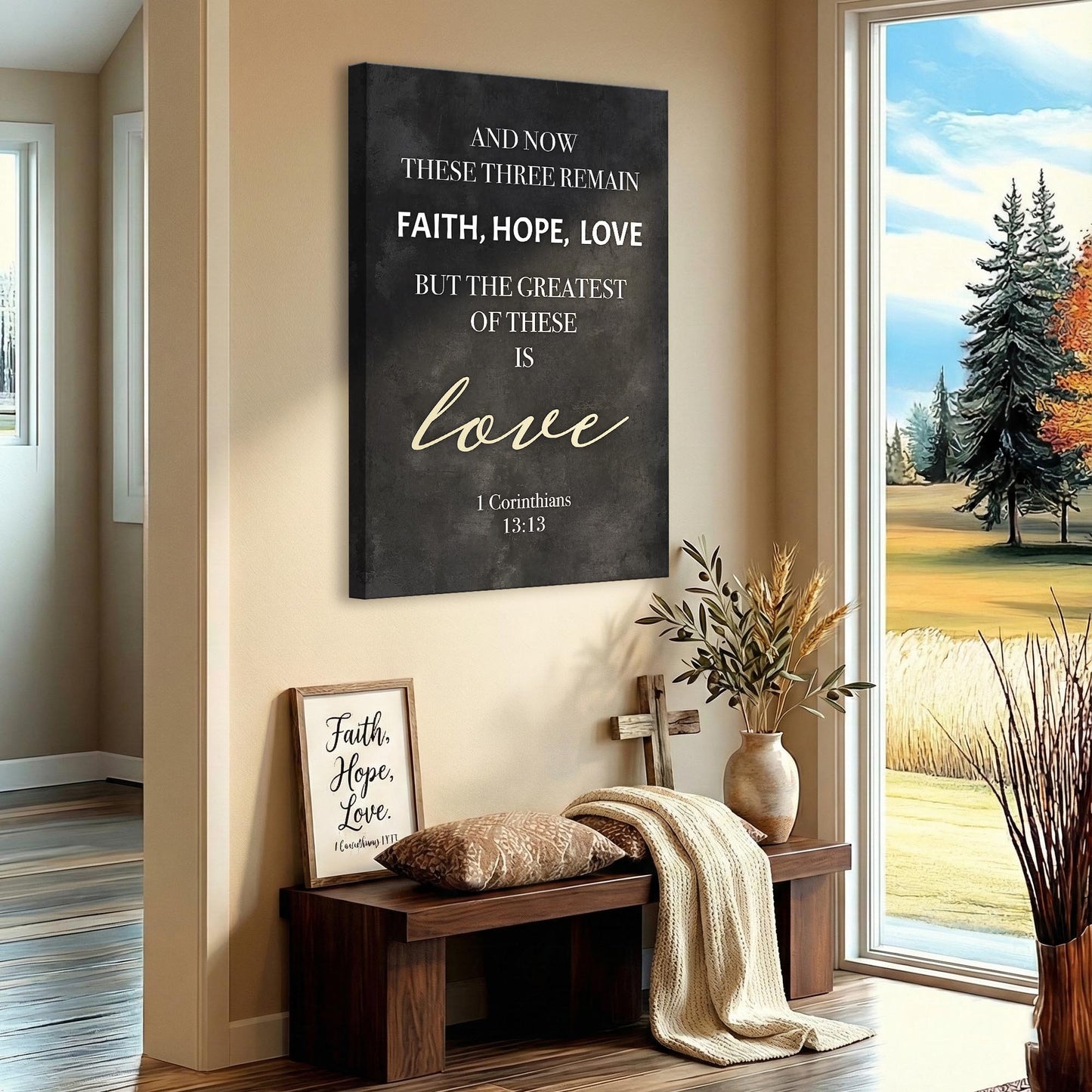 Faith, Hope, Love – 1 Corinthians 13:13 Wall Sign IV