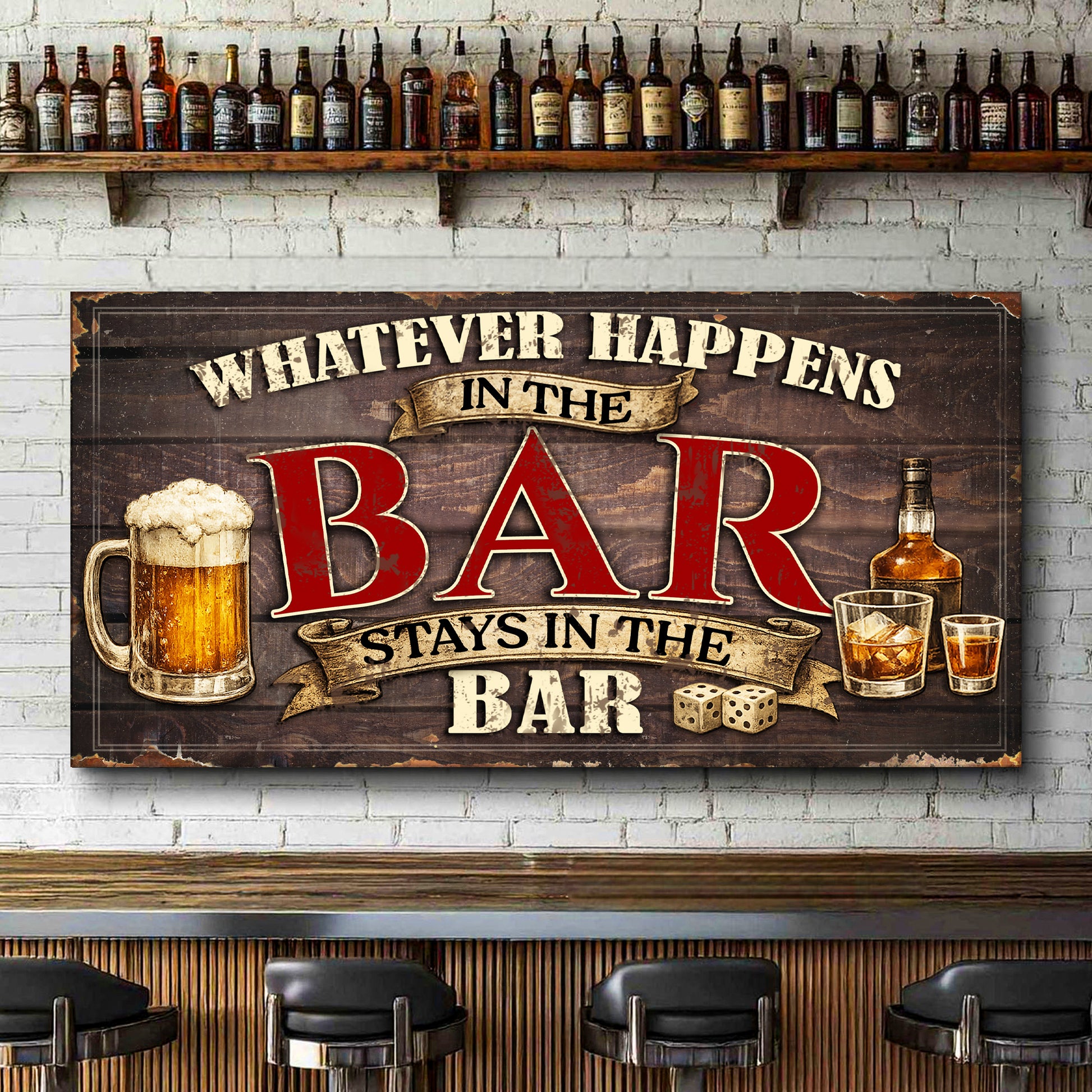 What Happens in the Bar Wall Sign