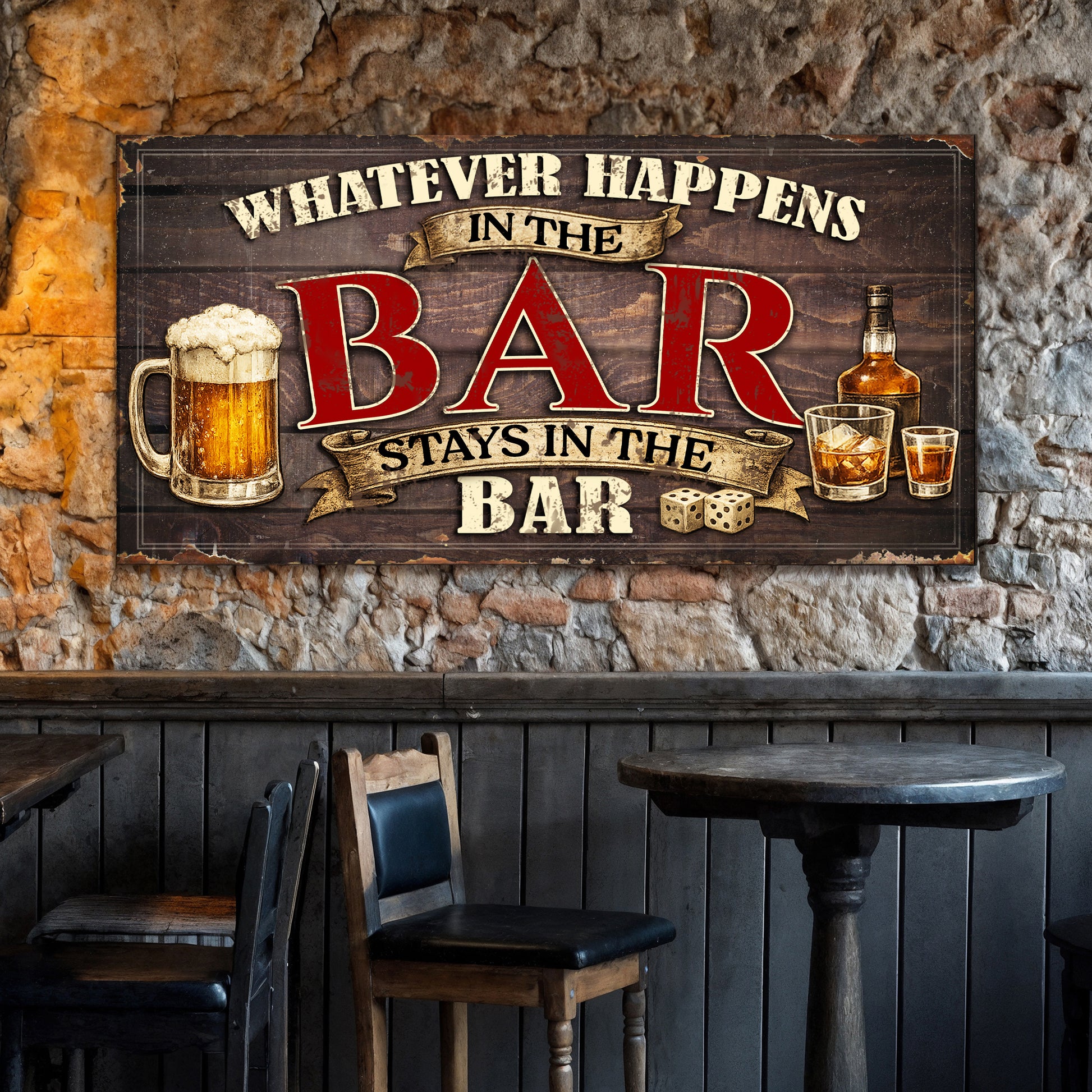 What Happens in the Bar Wall Sign