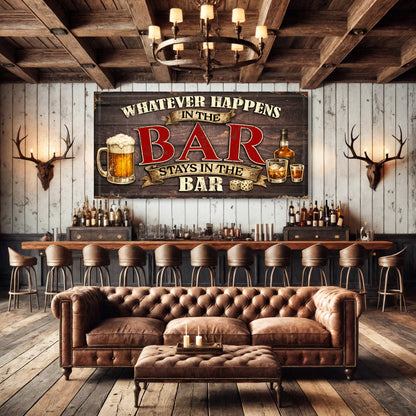 What Happens in the Bar Wall Sign