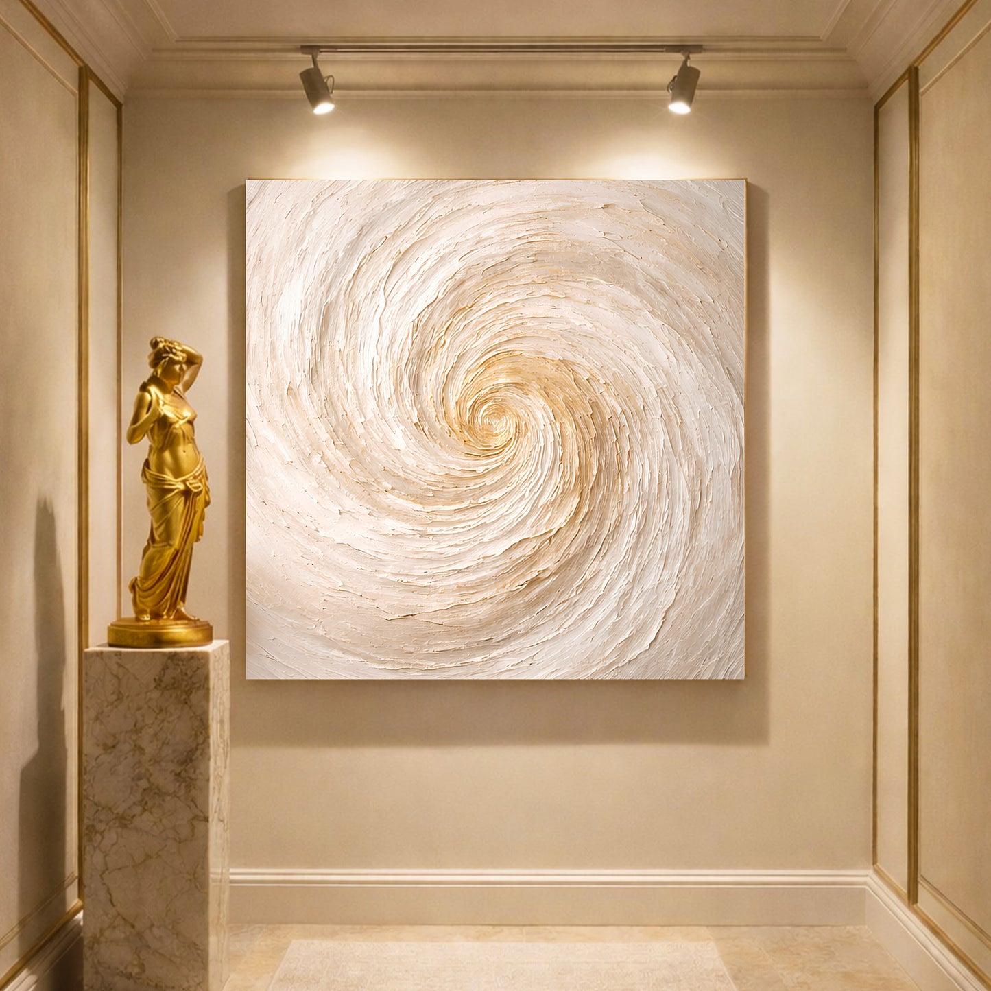 Neutral Gold Abstract — Large Spiral