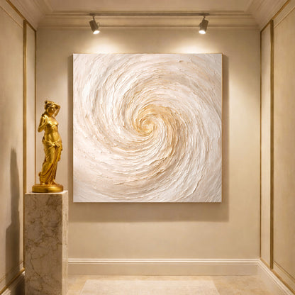 Neutral Gold Abstract — Large Spiral