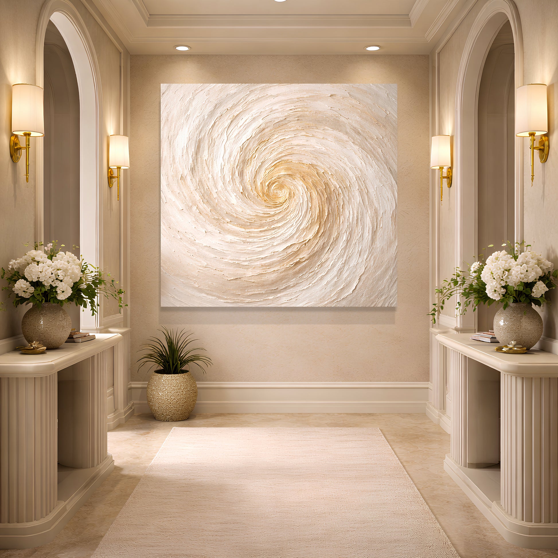 Neutral Gold Abstract — Large Spiral