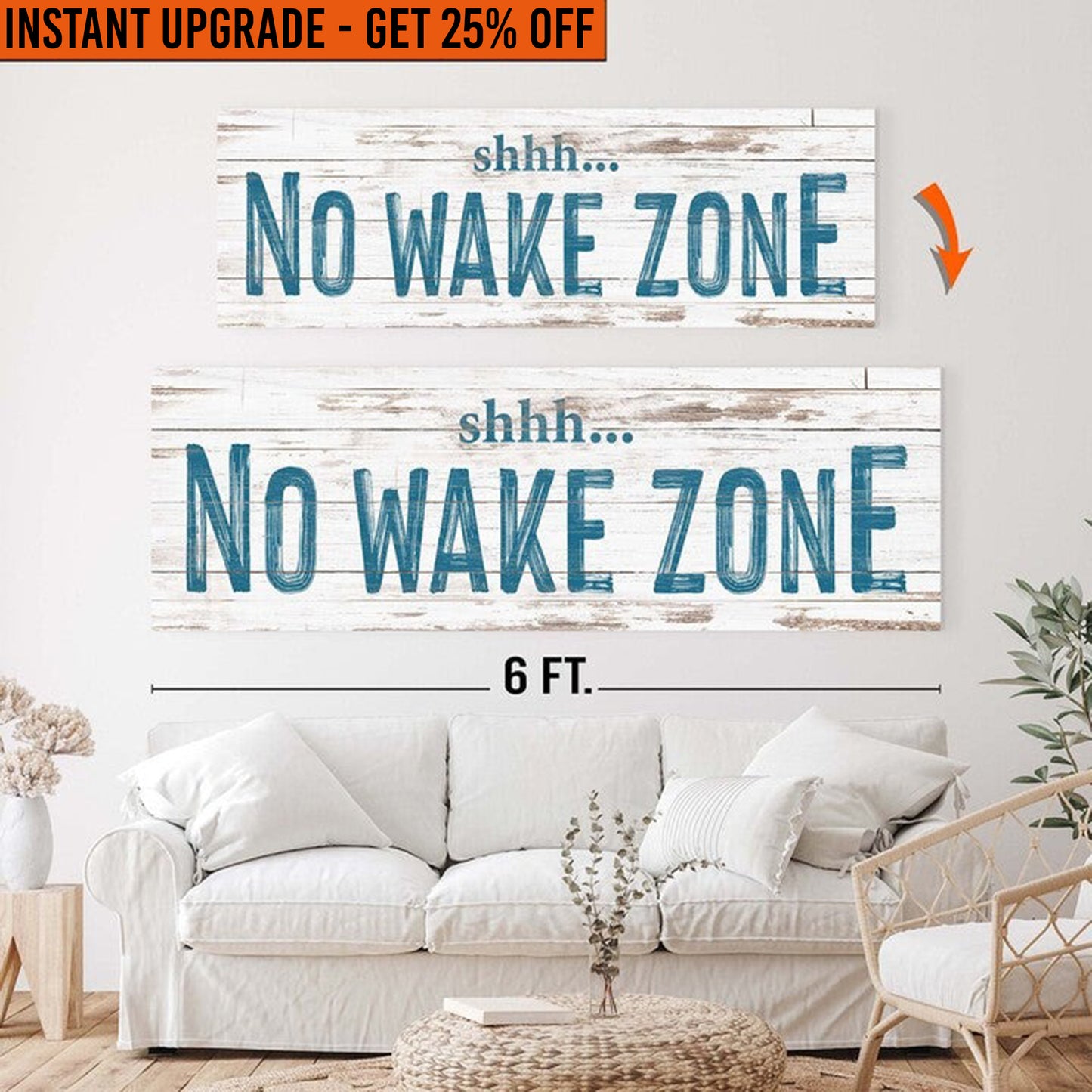 Upgrade Your 20x60 Inches 'No Wake Zone Sign XIII' Canvas To 24x72 Inches