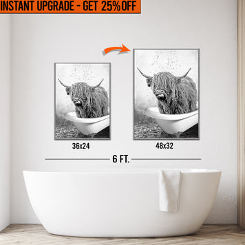 Upgrade Your 36x24 Inches 'Highland Cattle Bath' Canvas To 48x32 Inches