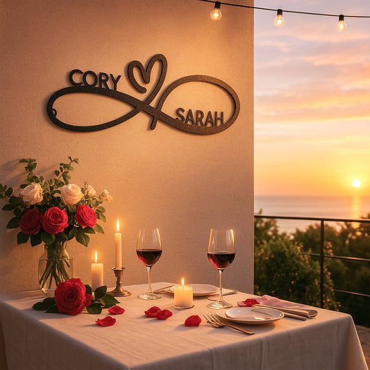 Infinity Couples Monogram - Steel Sign