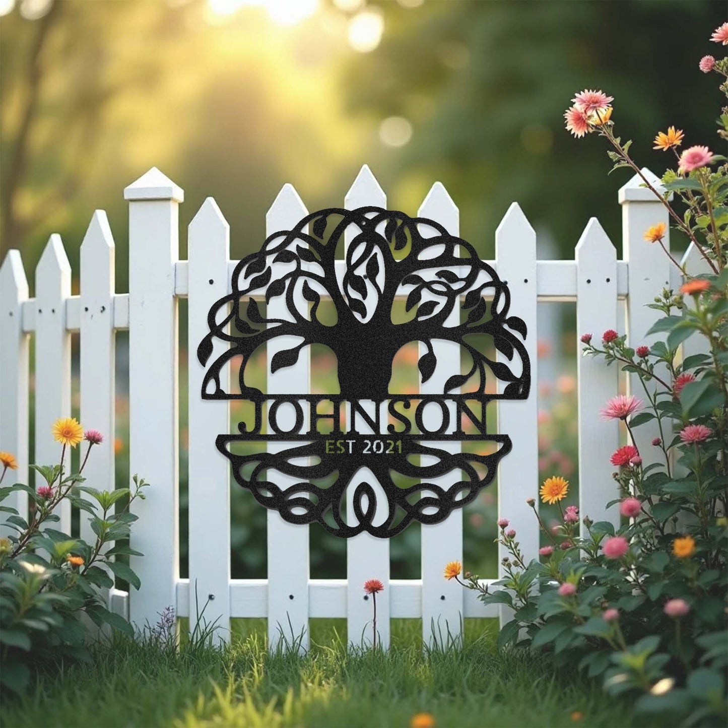 Fancy Tree of Life Monogram - Steel Sign