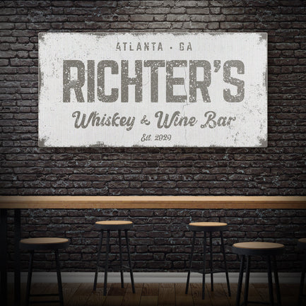 Whiskey and Wine Bar Sign - Image by Tailored Canvases