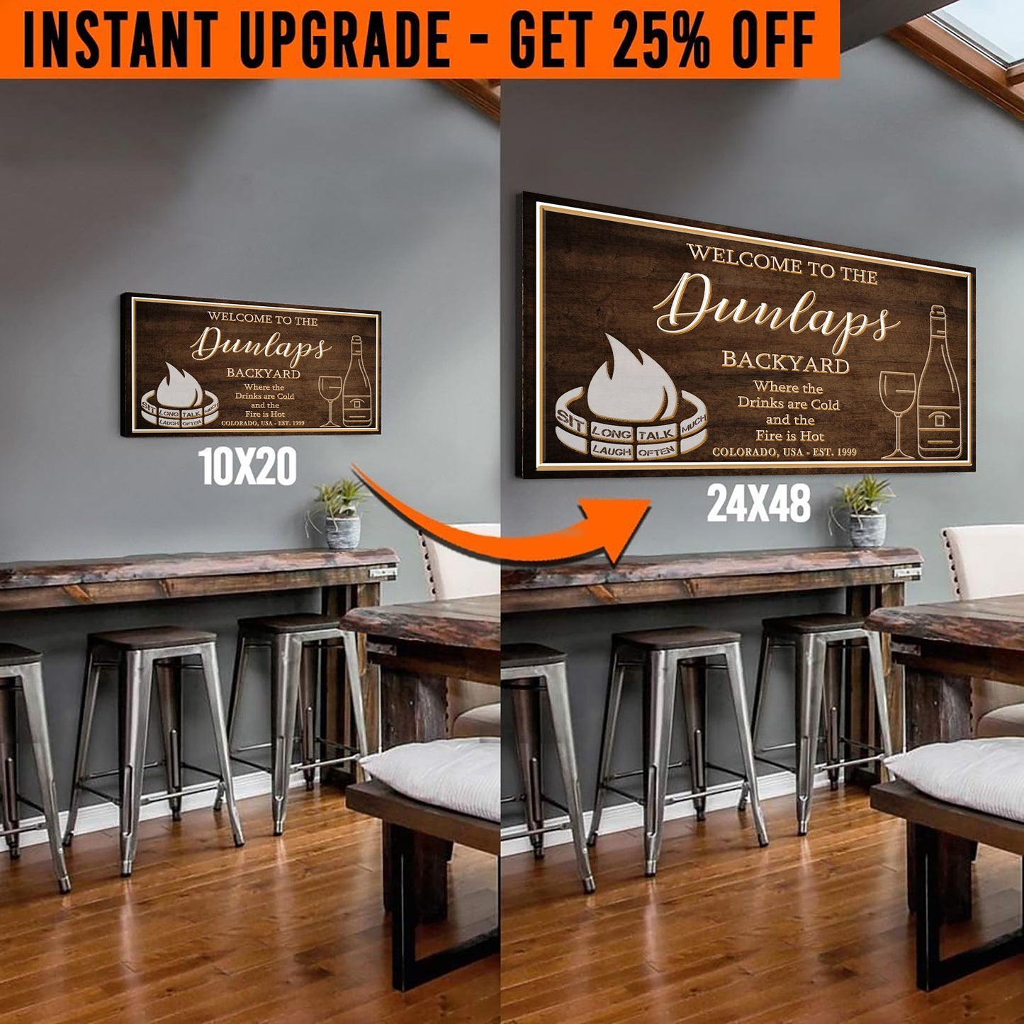 Upgrade Your 20x10 Inches 'Backyard Sign (Style 1) Canvas To 48x24 Inches