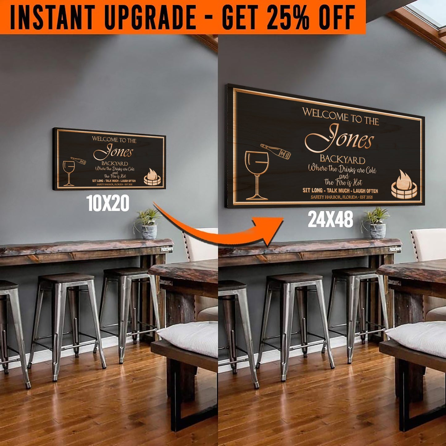 Upgrade Your 20x10 Inches 'Backyard Sign (Style 2) Canvas To 48x24 Inches