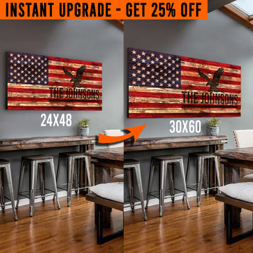 Upgrade Your 24x48 Inches 'Rustic American Flag' (Style 1) Canvas To 60x30 Inches