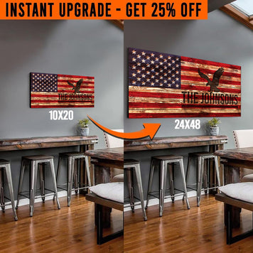 Upgrade Your 20x10 Inches 'Rustic American Flag' (Style 1) Canvas To 24x48 Inches