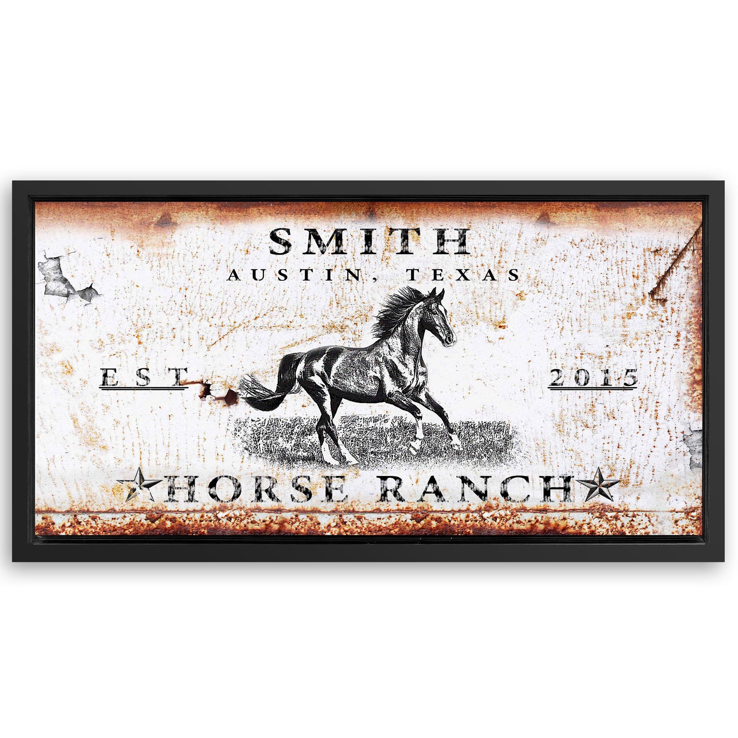 Save 33% When You Add A Frame To Your 60x30 Rustic Horse Ranch Sign Canvas Now